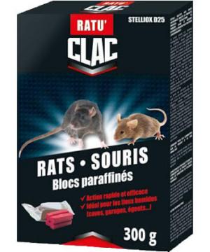 Clac Rats Souris Blocs Paraffinés - Boîte de 300g